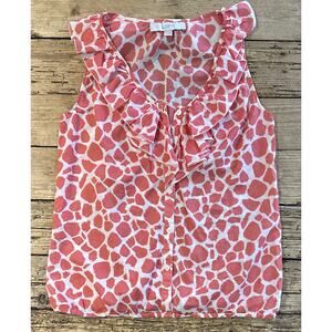 Loft Women's Coral Animal Print Sleeveless Blouse Size XS NWOT